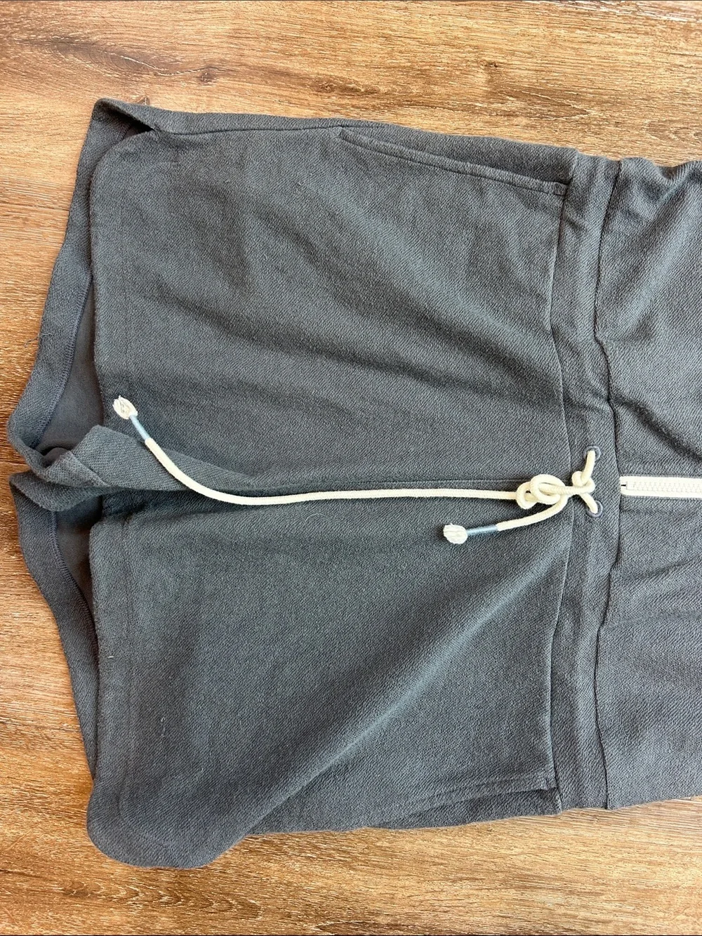United By Blue Charcoal Sleeveless Hooded Romper with White Drawcord